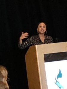 Pic of Jesmyn Ward leading a workshop at a podium